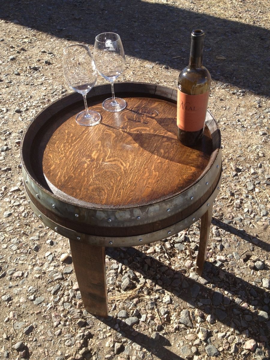 Custom Made Wine Barrel End Table 22" by Alpine Wine Design