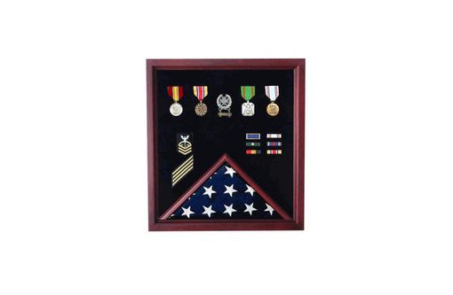 Custom Made Flag And Medal Display Case - Military Shadow Box