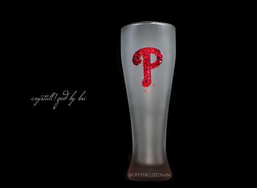Custom Made Crystallized Any Sports Team Logo Pilsner Glass Beer Bling European Crystals Bedazzled Phillies