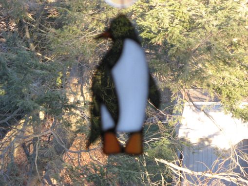 Custom Made Adorable Stained Glass Penguin Light Catcher