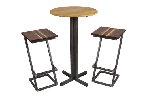 Custom Made White Oak Round Top Pedestal Bar Table