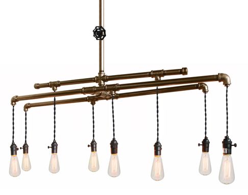 Custom Made Barn Metal Bronze Industrial Pipe Chandelier - 8 Light