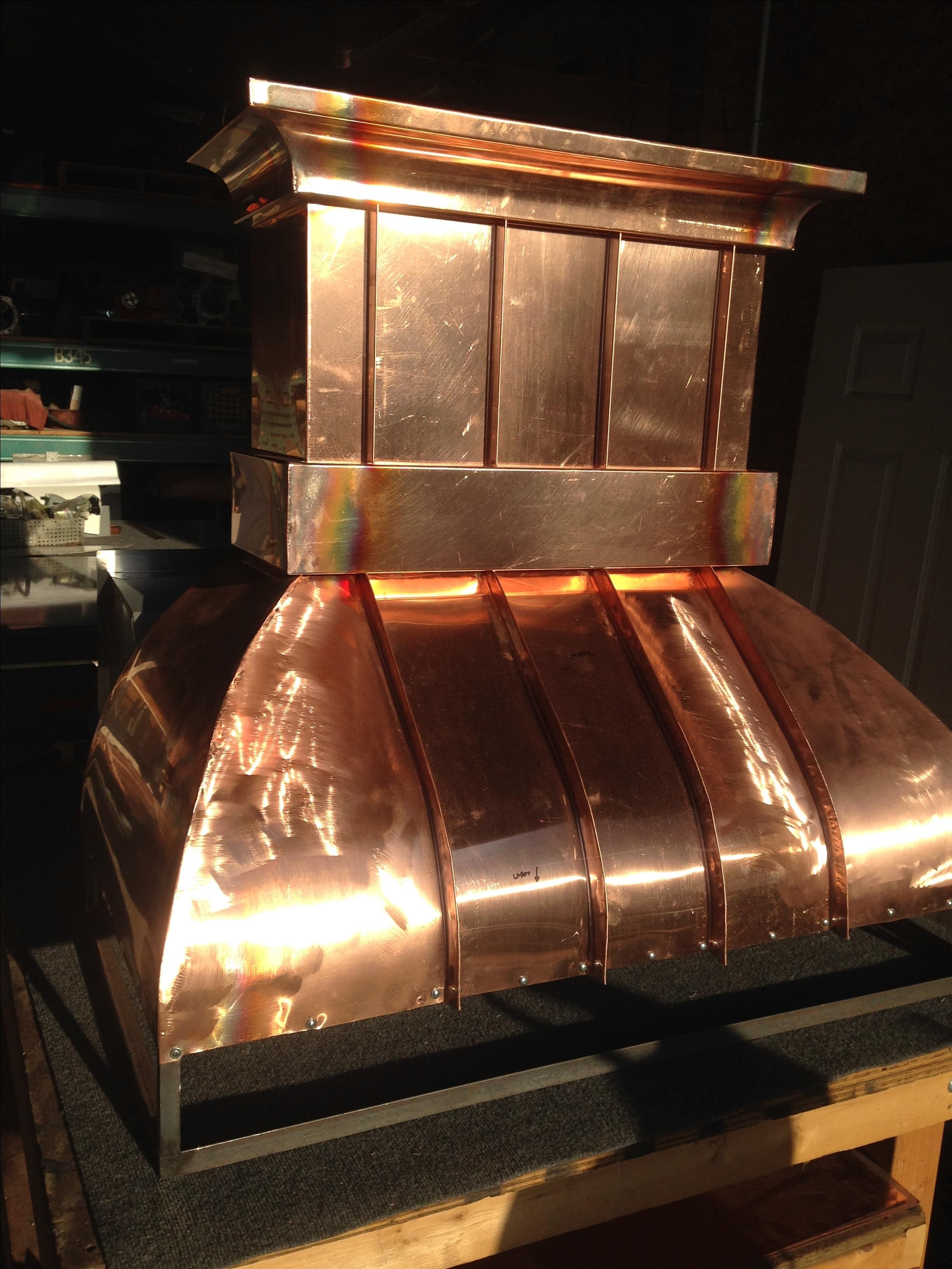 Handmade Custom Copper Standing Seam Range Hood by Sawyer and Sons