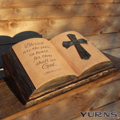 Custom Made Cremation Urn Ceramic Sculpture- Large Book Or Christian Bible - Unique Personalized Funeral Urn