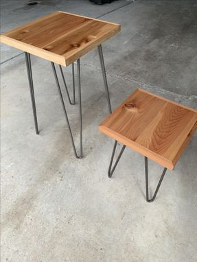 Custom Made Pair Of Reclaimed Cedar Nesting Tables