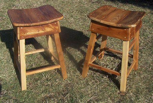Custom Made Reclaimed Wood Primitive Style Saddle Stools Made In Reclaimed Wood