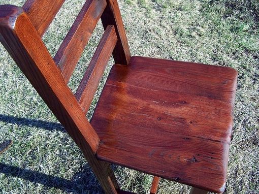 Custom Made Reclaimed Antique Oak Bar Height Dining Chairs