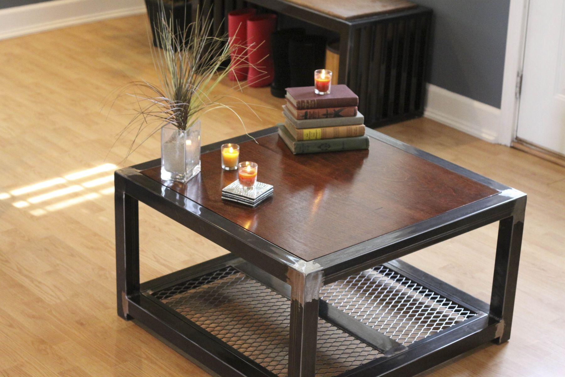 Hand Made Steel And Wood Coffee Table by Industrial