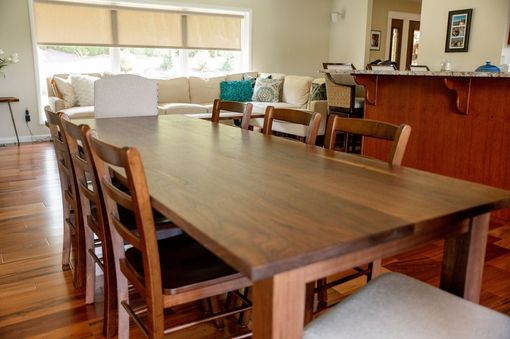 Custom Made Walnut Dining Table With Wooden Legs, Wooden Walnut Dining Table, Family Dining Table
