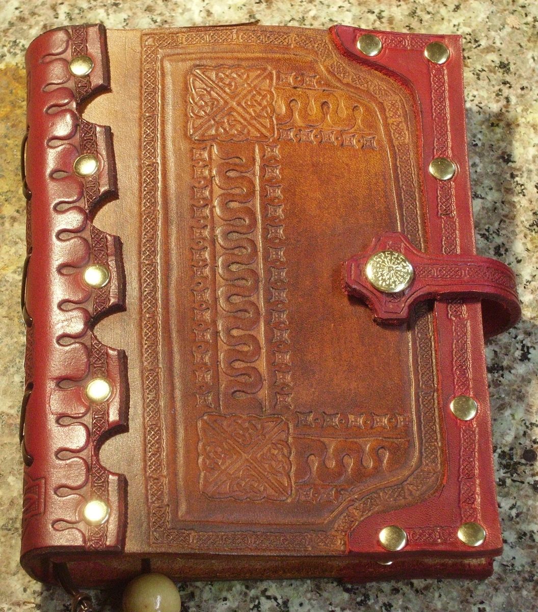 Hand Made Handcrafted Antiqued Red & Brown Leather Blank Book Journal ...