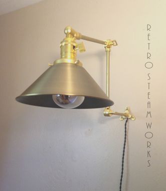 Custom Made Articulating Wall Mount Industrial Lamp - Unfinished Brass & Antique Brass Finish Modern Sconce