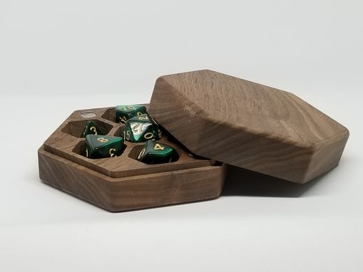 Custom Made Walnut "Honeycomb" Hexagonal Hardwood Dice Box For Polyhedral Dice