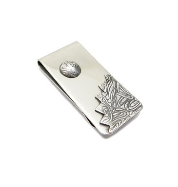 Custom Made Sun Mountains Money Clip - Etched Silver Money Clip - Textured Money Clip - Ooak Credit Card Holder