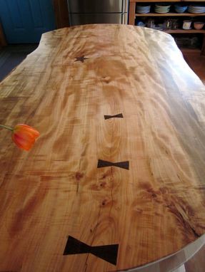 Custom Made Wide Live Edge Maple Kitchen Island With Walnut Base