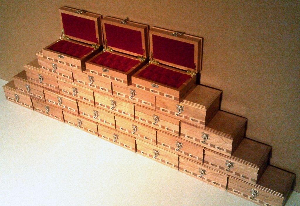 Hand Crafted Custom Made Small Wood Ammunition Box With Form Fitted