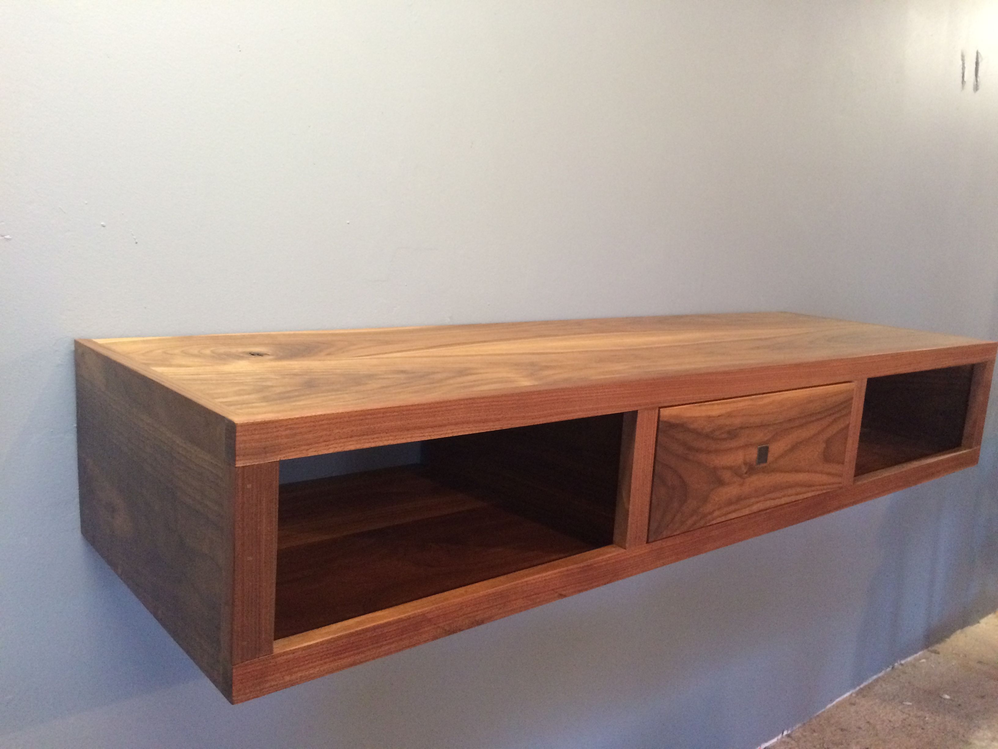 Hand Crafted American Walnut Floating Console. by North Star Design