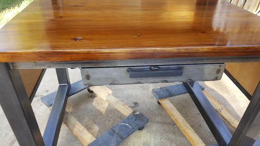 Custom Made Metal Frame & Reclaimed Wood Reception Desk