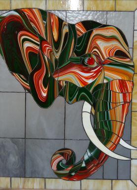 Custom Made Stained Glass Picture Of Magic Elephant