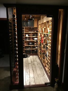 Custom Made Custom Cedar Wine Celler, 600 Plus Bottle Storage, Solid Glass Door
