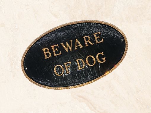 Custom Made Bling Beware Of Dog Sign Crystallized Metal Outdoor European Crystals Bedazzled Black