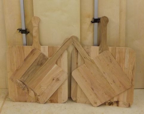 Custom Made Reclaimed Red Oak Pizza Peels With A Butcher Block Finish