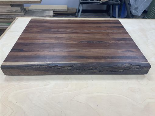 Custom Made Live Edge Bark Sided Solid Walnut Cutting Board
