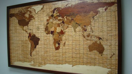 Custom Made World Map Of Wood Veneers.  Dtlp