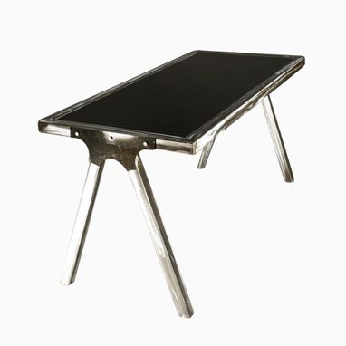 Custom Made Custom Steel Desk With Wooden Inlay Top // (Min. Shipping $450+)