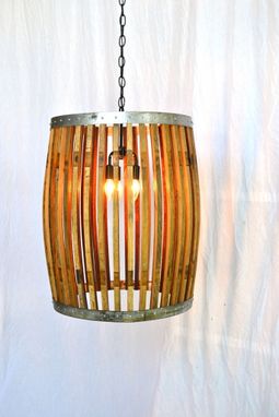 Custom Made Wine Barrel Chandelier Convex Light - Yukimi - Made From Retired California Wine Barrels