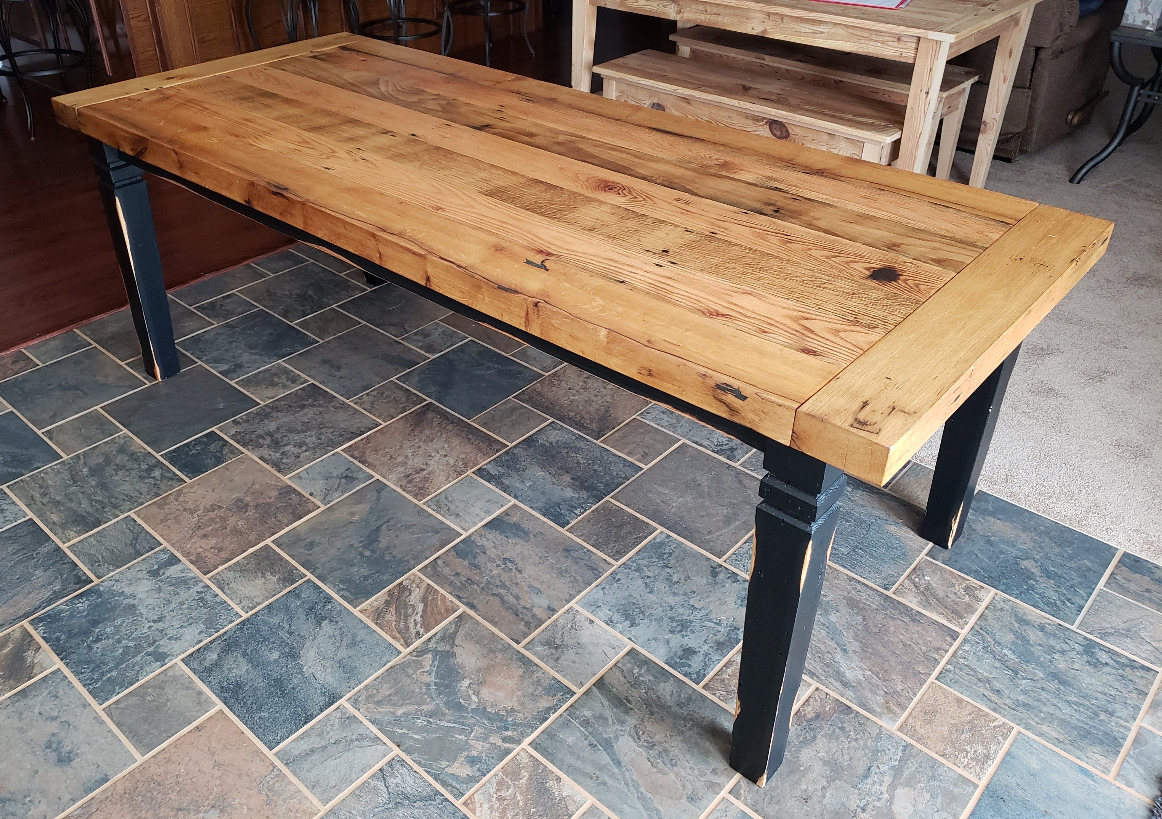 oak top farmhouse kitchen table