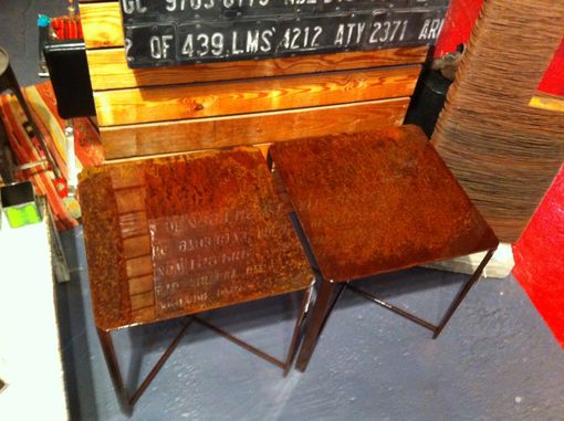 Custom Made Beautiful Rusted Steel End Tables With 12 Coats Of Gloss.