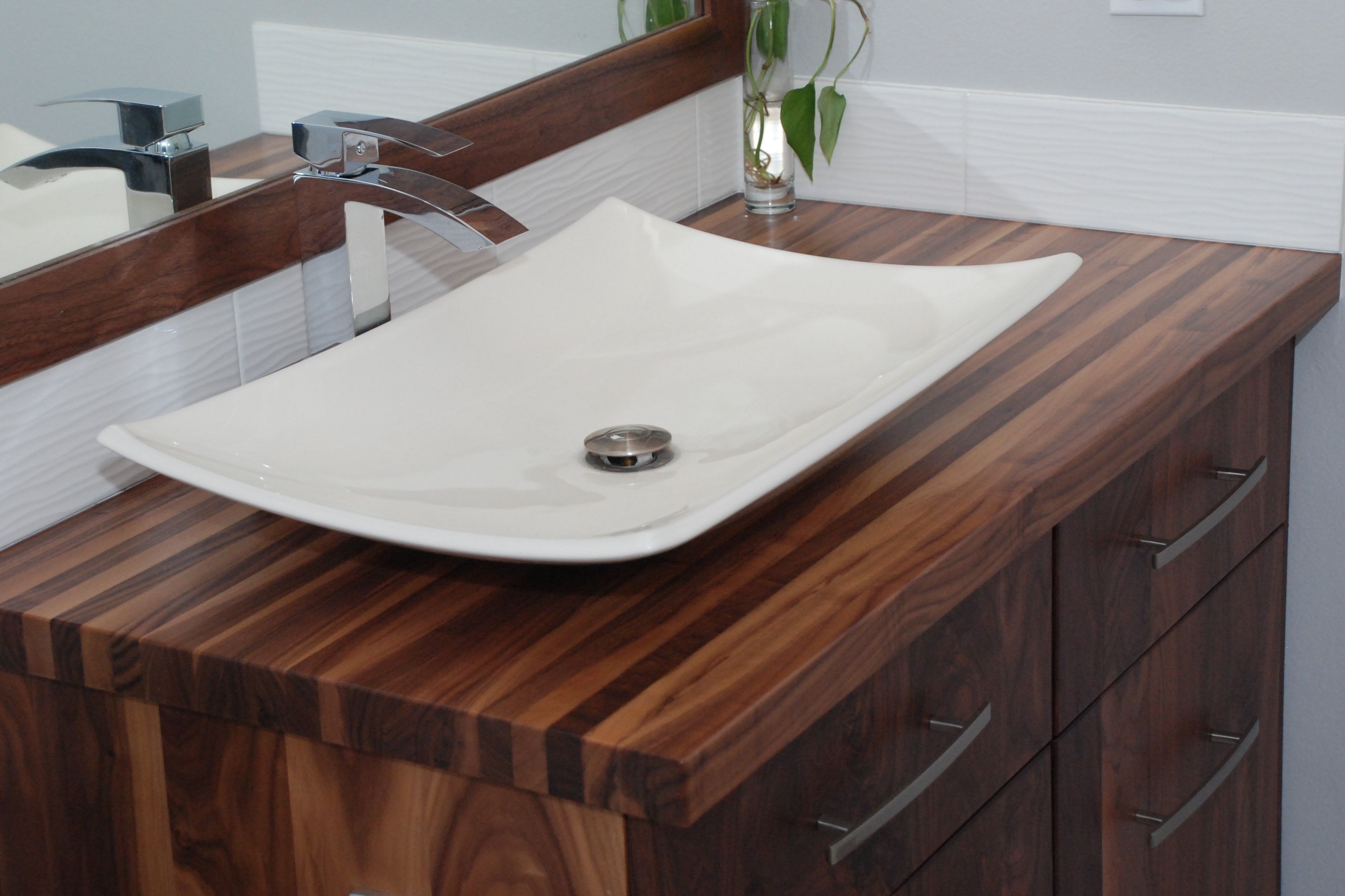 Custom All Walnut Bathroom Vanity By Belak Woodworking Llc