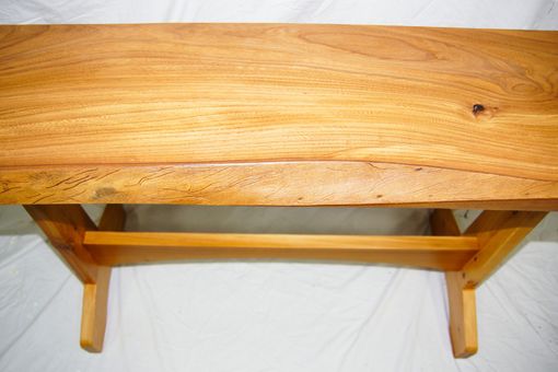 Custom Made Live Edge Oak And Cedar Trestle Table