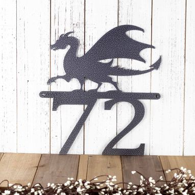 Custom Made Dragon Custom House Number, Custom Metal Sign, Fantasy, Medieval, Outdoor Sign, Metal House Numbers