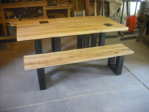 Custom Made Salvaged Hand Hewn Dining Table And Bench