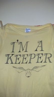 Custom Made Sale Harry Potter Inspired I'M A Keeper And Golden Snitch Onesie, Yellow 12 Months, Ready To Ship