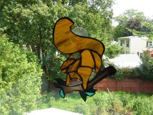 Custom Made Stained Glass Red Squirrel On Branch