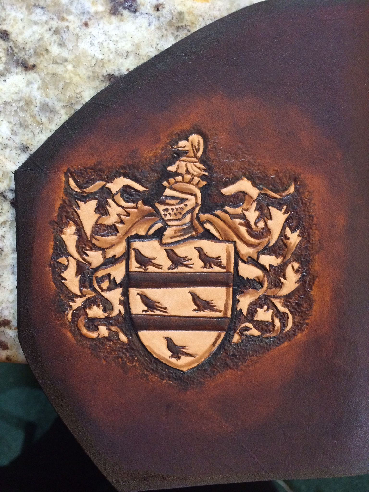 Buy Hand Made Coat Of Arms / Family Crest Leather Holster, made to