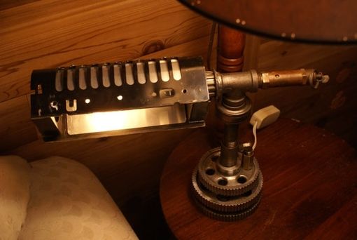 Custom Made Steampunk Custom Desk Lamp With Pressure Relief Valve, Customized Re-Purposed Lamp Shade
