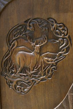 Custom Made Rustic Walnut Carved Cabinet