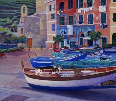 Custom Made Vernazza Piazza (Italy) - Fine Art Notecard Set Of Five (4.25