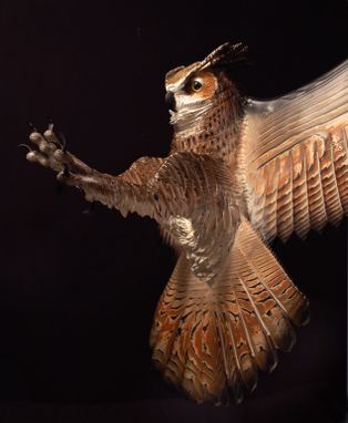 Custom Made Owl Wood Sculpture By Jason Tennant