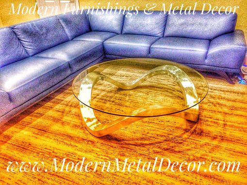Custom Made Free Wave Table Base Sculpture With Glass Top