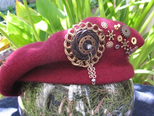 Custom Made Hat: Beret With Steampunk Accessories