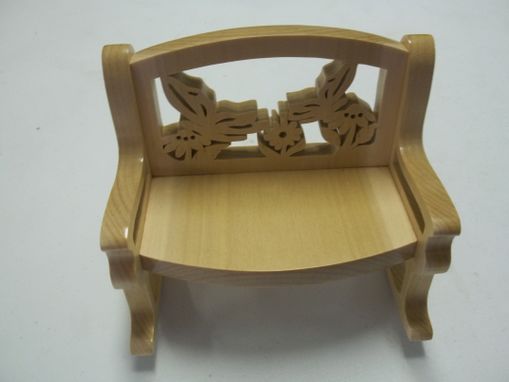 Custom Made Small Hand Carved Wooden "Rocking" Bench