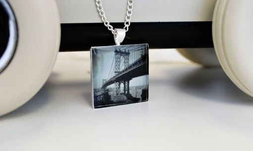 Custom Made Bridge Necklace - Black And White Jewelry - New York Bridge Pendant
