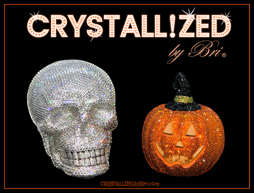 Custom Made Crystallized Skull Halloween Bling Home Decor Genuine Crystals Bedazzled