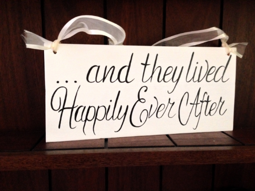 Custom Made And They Lived Happily Ever After Rustic Wedding Sign, Flower Girl Sign