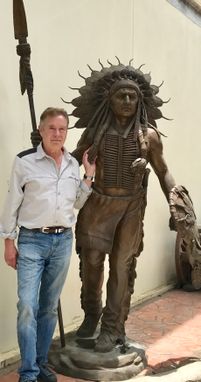 Custom Made Wood Sculpture Tobacco Indian Advertising Statue Mascot Bronze & Carved Wood