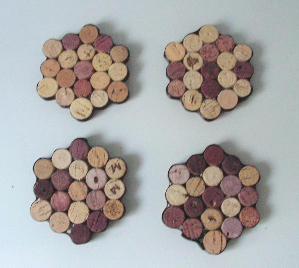 Custom Made Upcycled Coasters Set Of Four Made From Recycled Wine